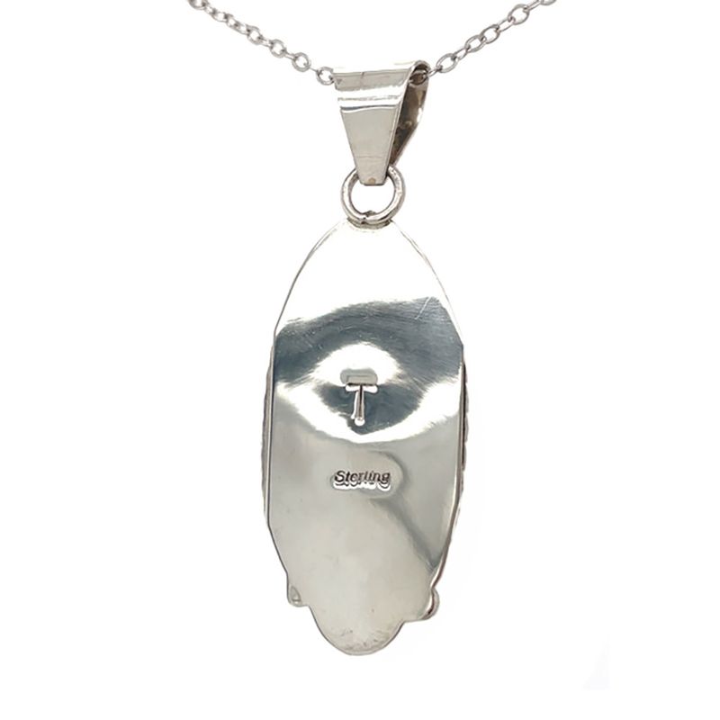 SILVER TURQUOISE PENDANT NAVAJO - TIA LONG