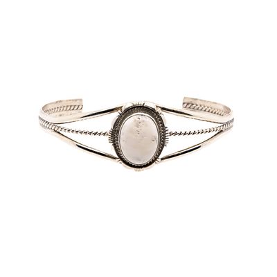 SILVER WHITE BUFFALO BRACELET NAVAJO - THOMAS FRANCISCO
