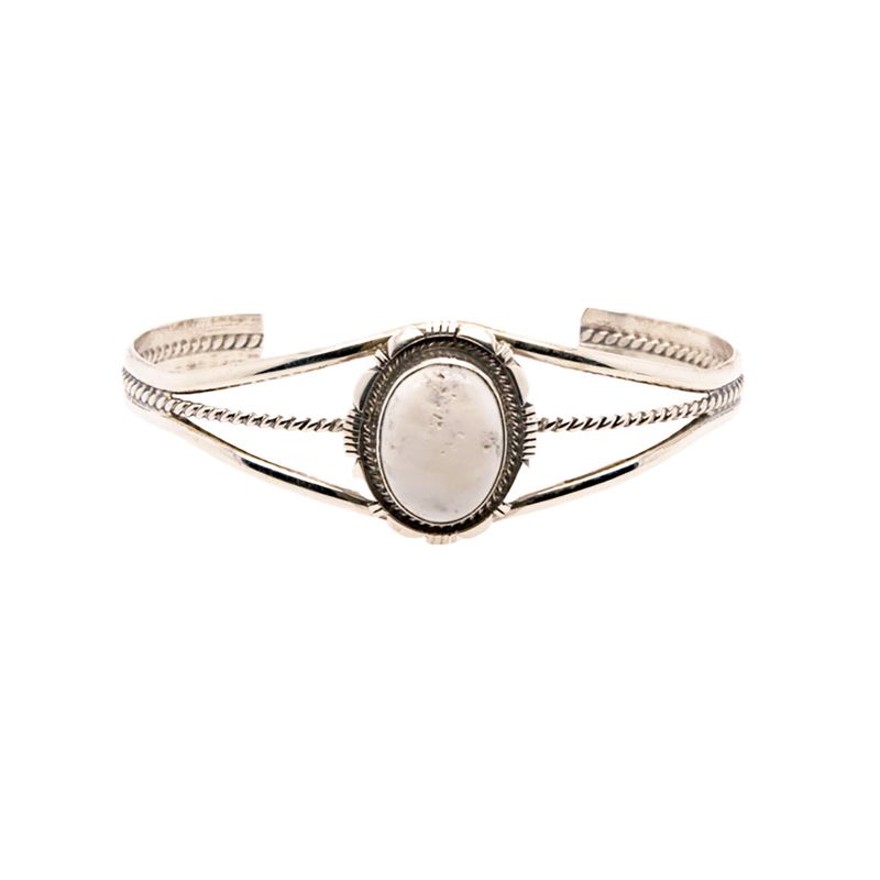 SILVER WHITE BUFFALO BRACELET NAVAJO - THOMAS FRANCISCO