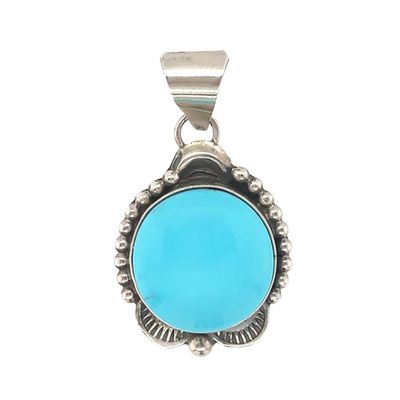 SILVER TURQUOISE PENDANT NAVAJO - TIA LONG