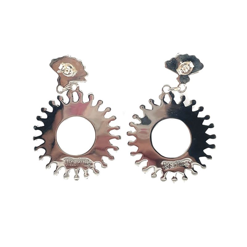SILVER NEEDLE POINT TURQUOISE EARRINGS  ZUNI-CARLA LACONSELLO