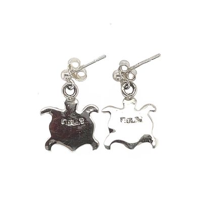SILVER TURQUOISE TURTLE EARRINGS NAVAJO-ALLEN LEE