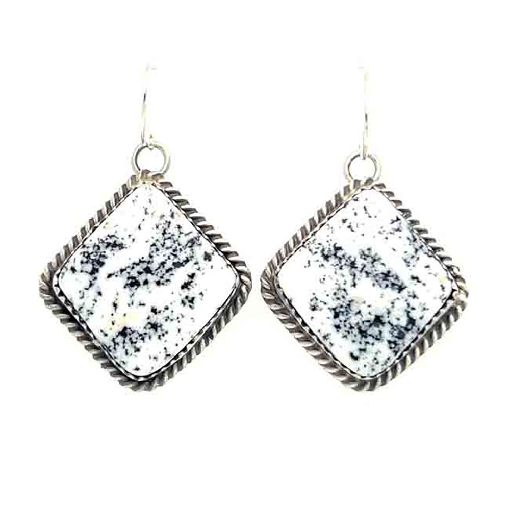 SILVER WHITE BUFFALO EARRINGS NAVAJO-ELOUISE KEE