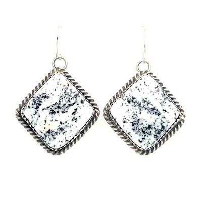 SILVER WHITE BUFFALO EARRINGS NAVAJO-ELOUISE KEE SILVER WHITE BUFFALO EARRINGS NAVAJO-ELOUISE KEE