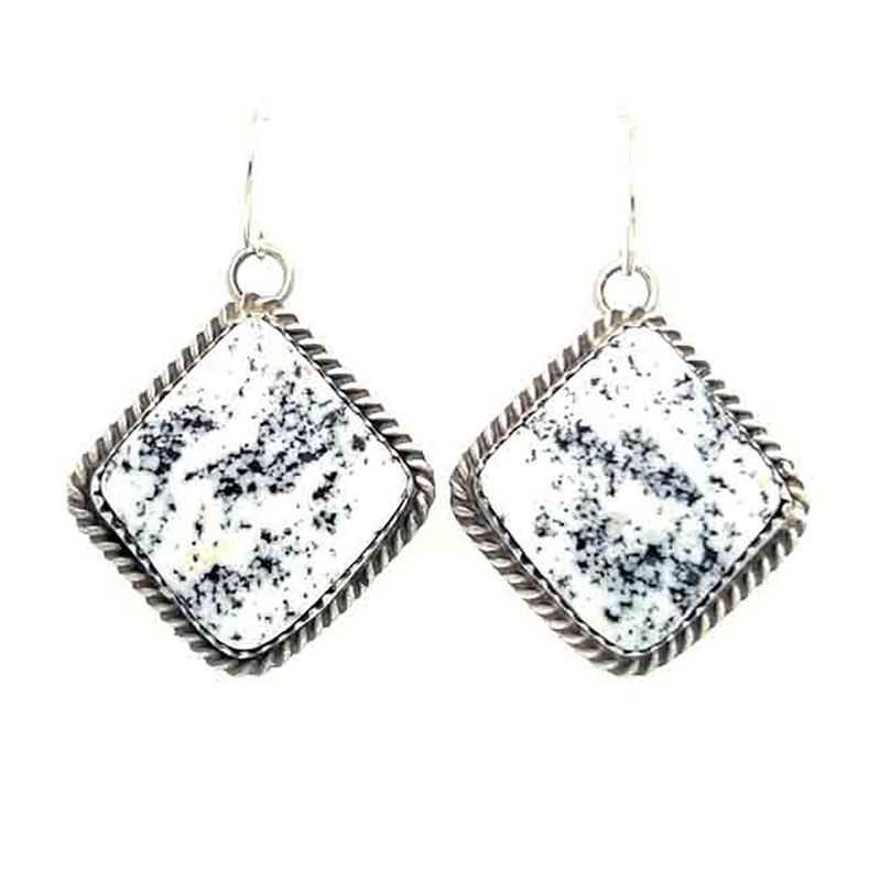 SILVER WHITE BUFFALO EARRINGS NAVAJO-ELOUISE KEE