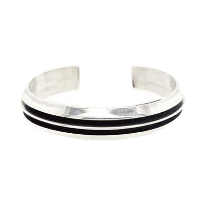 SILVER 3 RIB CUFF BRACELET NAVAJO - TOM HAWK