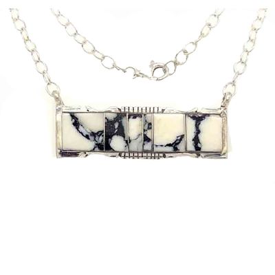 SILVER WHITE BUFFALO NECKLACE NAVAJO - STEVE FRANCISCO SILVER WHITE BUFFALO NECKLACE NAVAJO - STEVE FRANCISCO