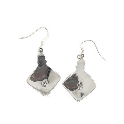 SILVER TURQUOISE &amp; CORAL EARRINGS NAVAJO-ANNIE SPENCER
