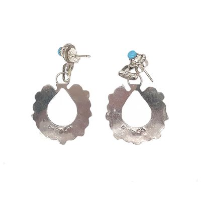 SILVER TURQUOISE EARRINGS ZUNI-DAVIS KAAMASEE