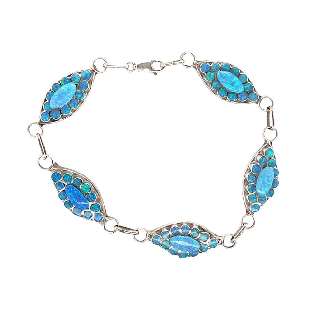 SILVER OPAL LINK BRACELET ZUNI-NANCY DISHTA