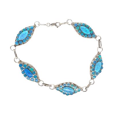 SILVER OPAL LINK BRACELET ZUNI-NANCY DISHTA