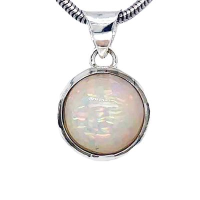 SILVER ROUND OPAL PENDANT SILVER ROUND OPAL PENDANT