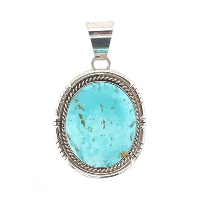 SILVER TURQUOISE PENDANT NAVAJO - DAVE SKEETS