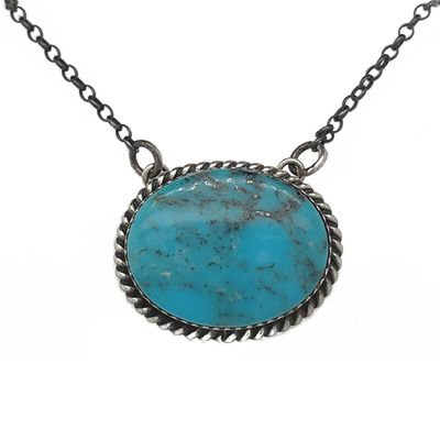 SILVER TURQUOISE NECKLACE NAVAJO - ALFRED MARTINEZ