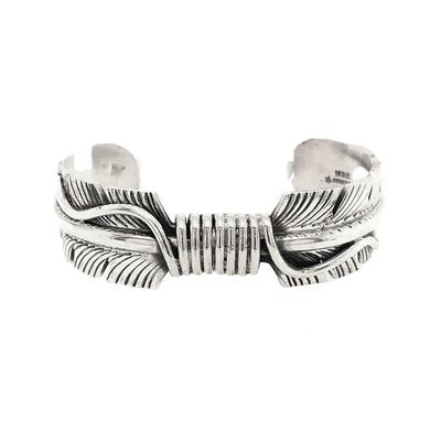 SILVER FEATHER CUFF BRACELET NAVAJO - H. THOMAS JR SILVER FEATHER CUFF BRACELET NAVAJO - H. THOMAS JR