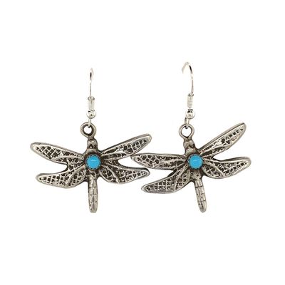 SILVER TURQUOISE DRAGONFLY EARRINGS NAVAJO-TANYA YAZZIE