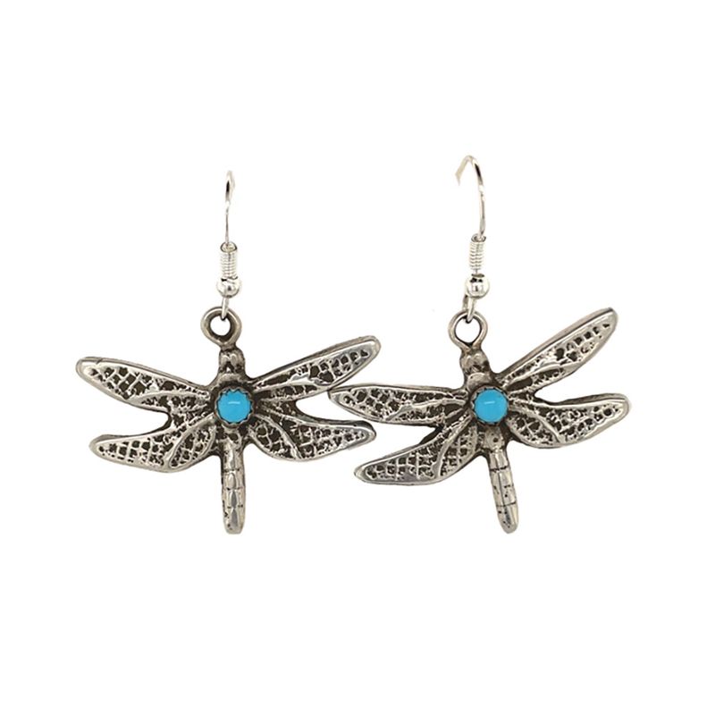 SILVER TURQUOISE DRAGONFLY EARRINGS NAVAJO-TANYA YAZZIE