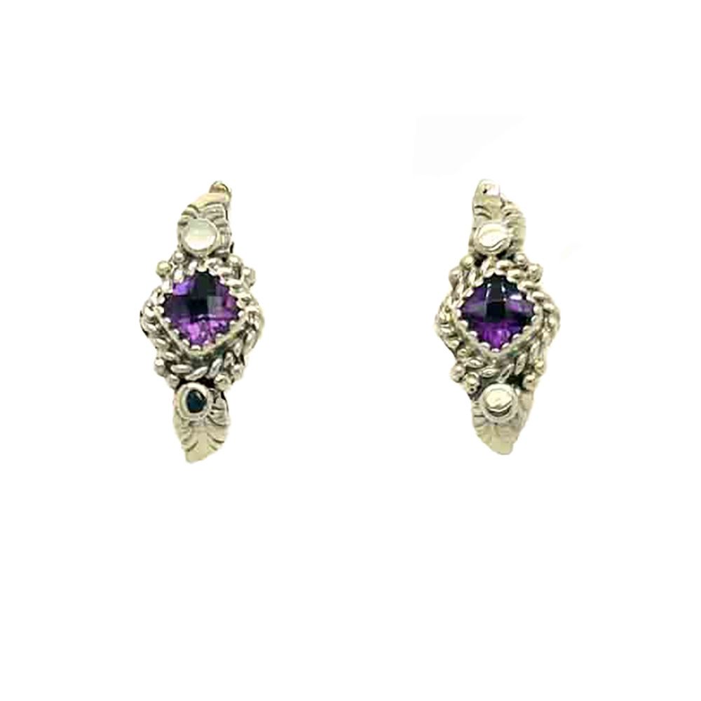 SILVER AMETHYST EARRINGS NAVAJO-M. DAWES
