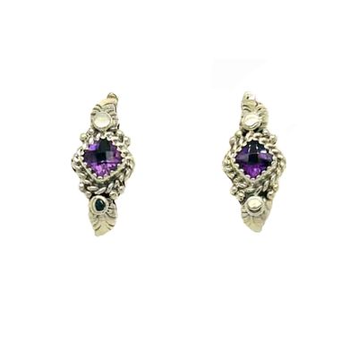 SILVER AMETHYST EARRINGS NAVAJO-M. DAWES SILVER AMETHYST EARRINGS NAVAJO-M. DAWES