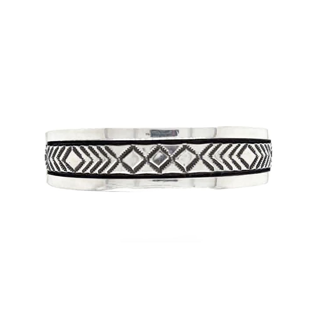 SILVER STAMPED CUFF BRACELET NAVAJO - BRUCE MORGAN