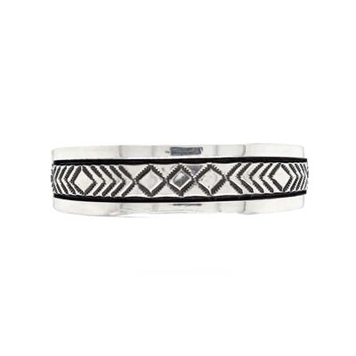SILVER STAMPED CUFF BRACELET NAVAJO - BRUCE MORGAN