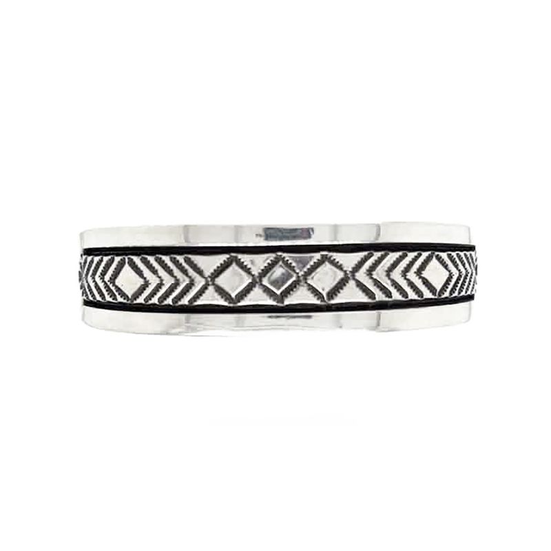 SILVER STAMPED CUFF BRACELET NAVAJO - BRUCE MORGAN