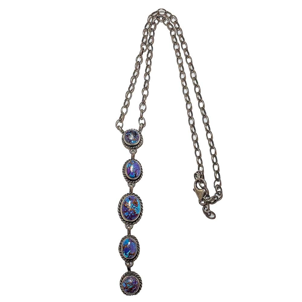 SILVER PURPLE MOHAVE NECKLACE NAN105 NAVAJO - AUGUSTINE LARGO