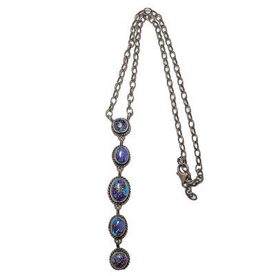 SILVER PURPLE MOHAVE NECKLACE NAN105 NAVAJO - AUGUSTINE LARGO