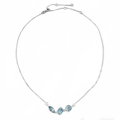 SILVER 3-TOPAZ MIXED SHAPES NECKLACE