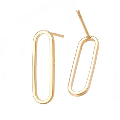 GOLD STAINLESS PAPERCLIP EARRINGS FJE2Z