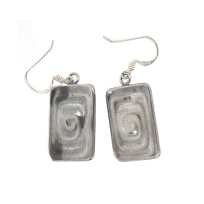 SILVER OXIDIZED TURQUOISE EARRINGS NAVAJO-HAROLD JOE