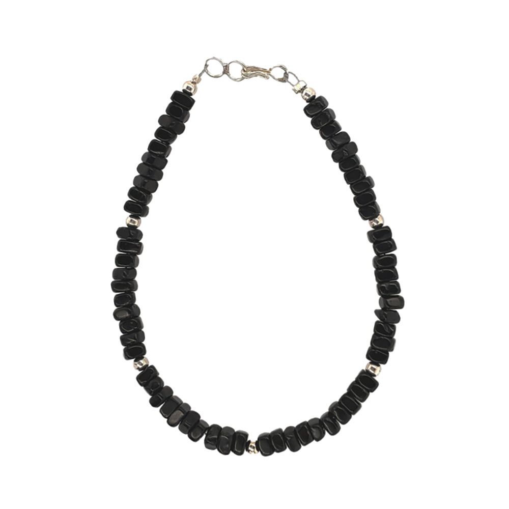 SILVER ONYX BEAD BRACELET NAVAJO-RB