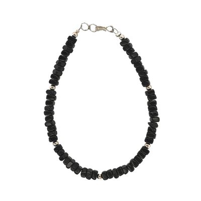 SILVER ONYX BEAD BRACELET NAVAJO-RB