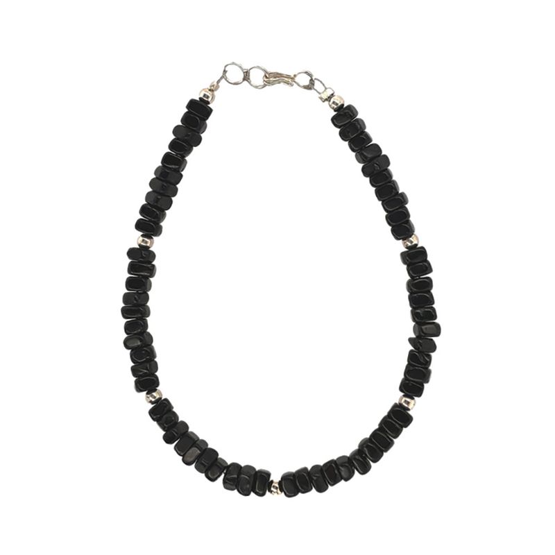 SILVER ONYX BEAD BRACELET NAVAJO-RB