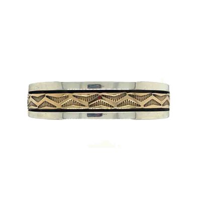 SILVER/14KT GOLD INLAY CUFF BRACELET NAVAJO - BRUCE MORGAN
