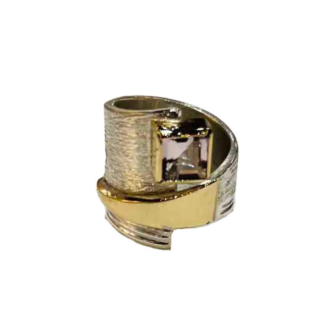 SILVER/14K PINK MOSSIANTE WRAP RING KWH194-6.5