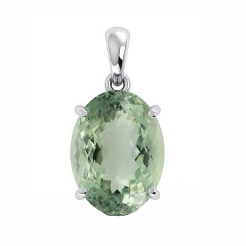 SILVER GREEN AMETHYST OVAL PENDANT