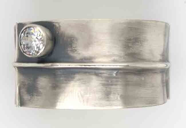 SILVER CZ COLD-FORMED CUFF BRACELET