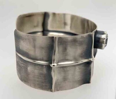 SILVER CZ COLD-FORMED CUFF BRACELET