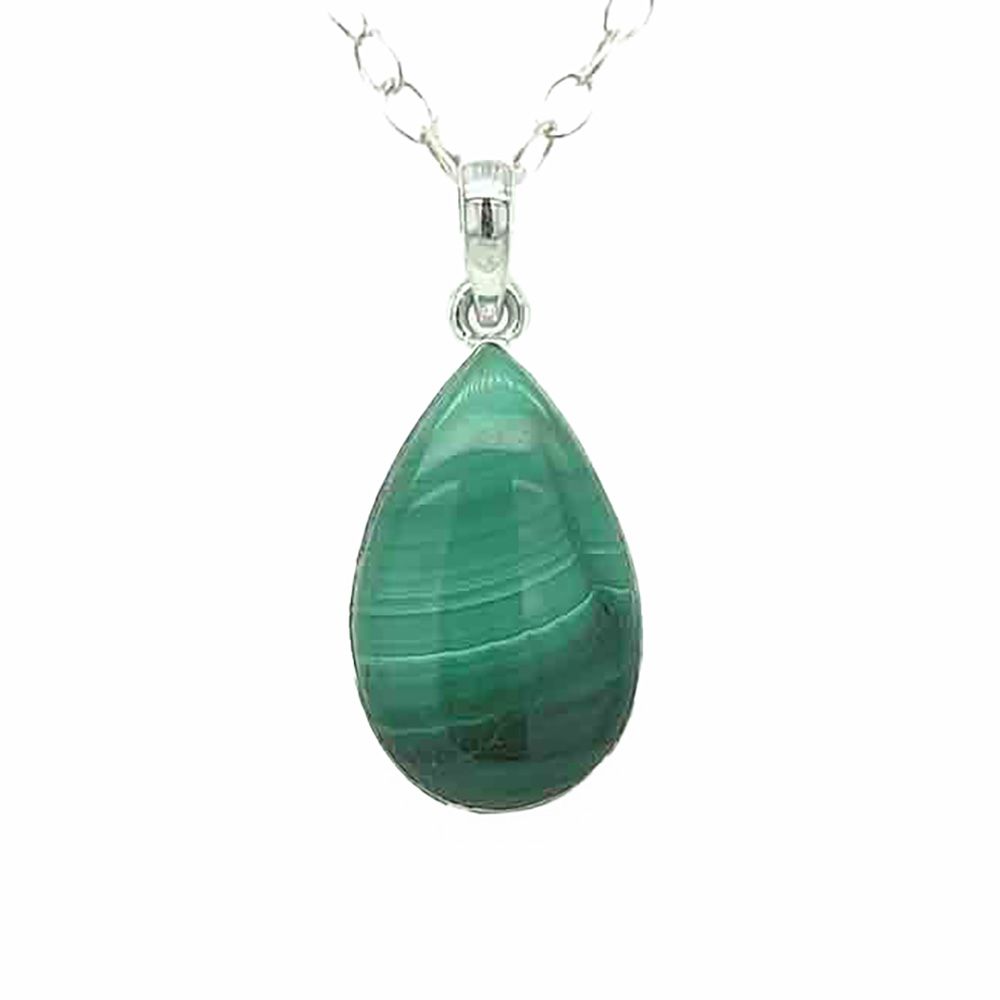 SILVER MALACHITE TEARDROP PENDANT