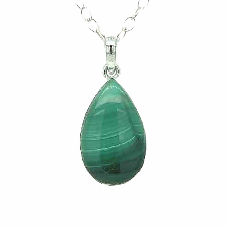 SILVER MALACHITE TEARDROP PENDANT