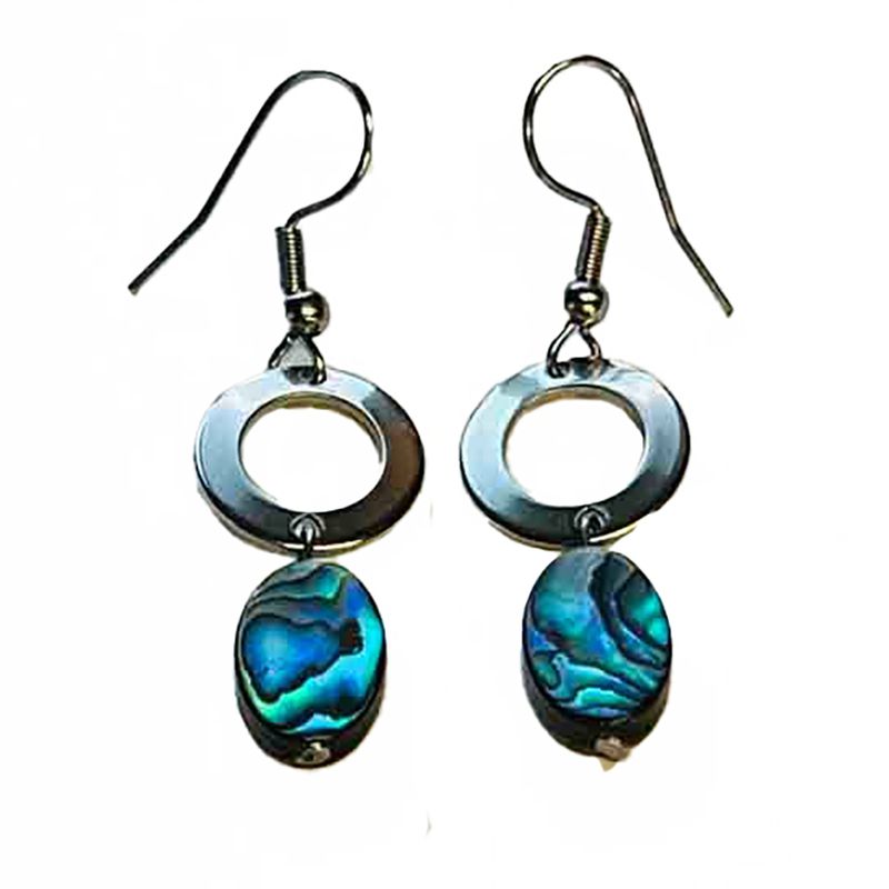SILVER STAINLESS ABALONE EARRINGS FJESD SILVER STAINLESS ABALONE EARRINGS FJESD