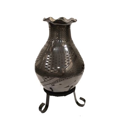 MATA ORTIZ BLACK GRAPHITE WAVY EDGE VASE - 10 x 5