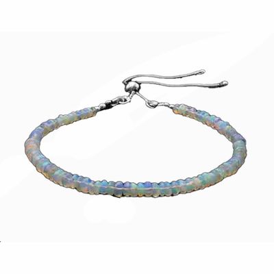 SILVER  OPAL BEADED BRACELET
