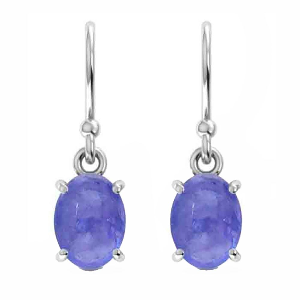 SILVER OVAL TANZANITE EARRINGS