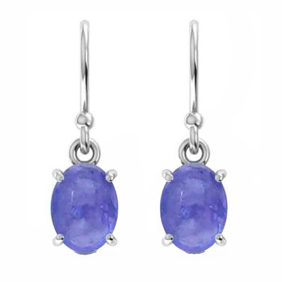 SILVER OVAL TANZANITE EARRINGS
