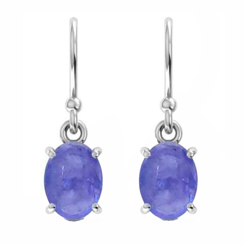 SILVER OVAL TANZANITE EARRINGS