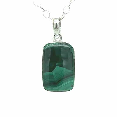 SILVER MALACHITE RECTANGLE PENDANT