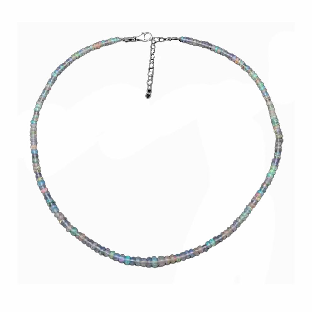 SILVER OPAL BEAD NECKLACE