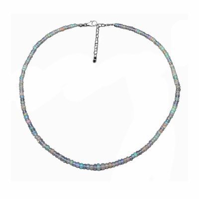 SILVER OPAL BEAD NECKLACE